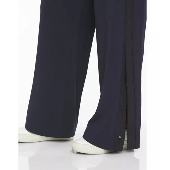 Athleta Pants Women’s 14T Gramercy Black Track Trouser Wide Leg Snap Hem -010 - Picture 2 of 8